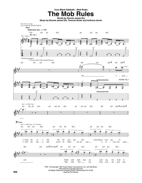 The Mob Rules (song) .
